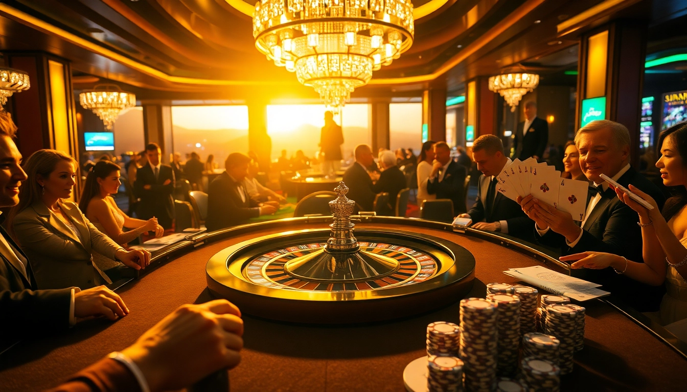 Experience the thrill of SUNWIN 88 with players enjoying a luxurious roulette game in an upscale casino setting.